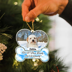 Personalized Pet Memorial Acrylic Ornament Paw Prints On Our Hearts