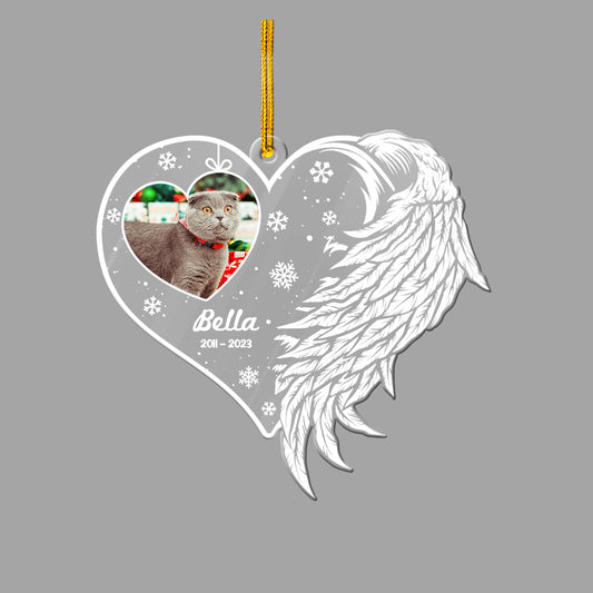 Personalized Pet Memorial Acrylic Ornament With Angel Heart Shape