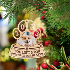 Personalized Pet Memorial Acrylic Ornament With Dog Paw Shape