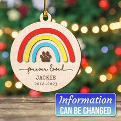 Personalized Pet Memorial Layered Wood Ornament Forever Loved