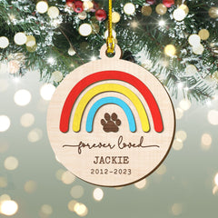 Personalized Pet Memorial Layered Wood Ornament Forever Loved