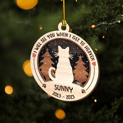 Personalized Pet Memorial Layered Wood Ornament Get To Heaven