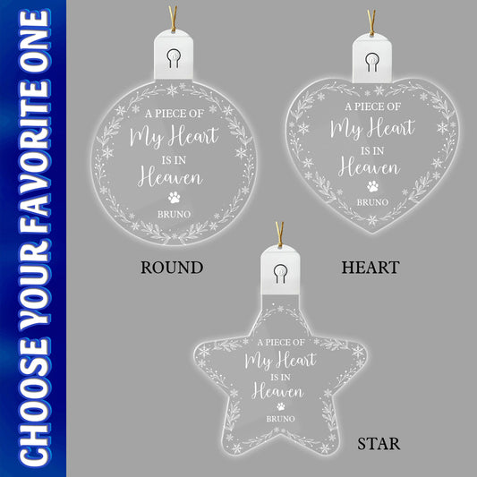 Personalized Pet Memorial Led Acrylic Ornament My Heart Is In Heaven