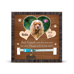 Personalized Pet Memorial Pet Collar Frame Leave Pawprints On Heart