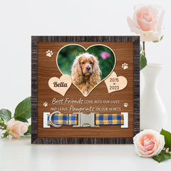 Personalized Pet Memorial Pet Collar Frame Leave Pawprints On Heart