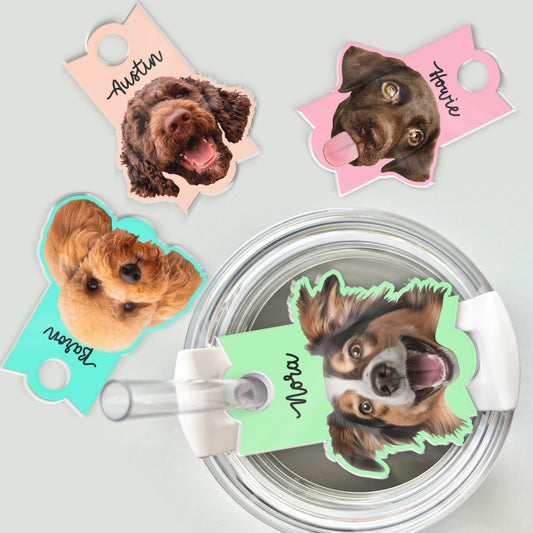 Personalized Pet Tumbler Name Tag With A Dog Head