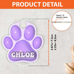 Personalized Pet Tumbler Name Tag With Dog Paw Shape