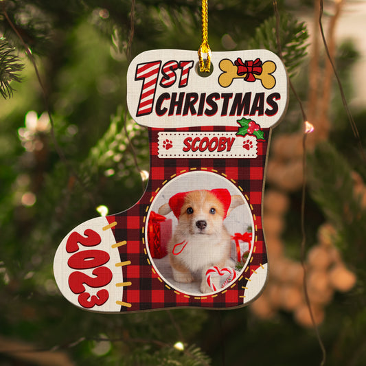 Personalized Pet Wood Ornament Puppies First Christmas