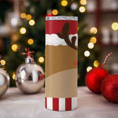 Personalized Reindeer Skinny Tumbler With Face Rudolph Red Nose