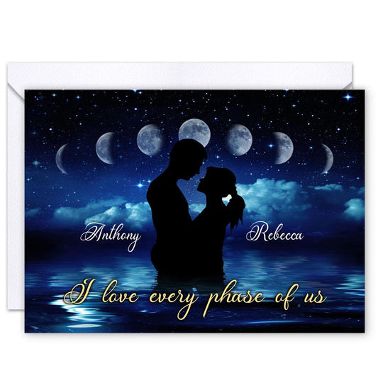 Personalized Romantic Greeting Card For Couple Phase Of Moon
