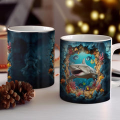 Personalized Shark Mug Decorated Ocean Images