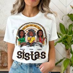 Personalized Sistas Besties Rainbow T-shirt