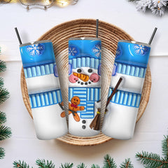 Personalized Snowman Skinny Tumbler Decorated With 3D Images