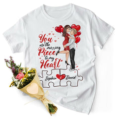 Personalized T-shirt For Couple You Are The Mising Piece To My Heart