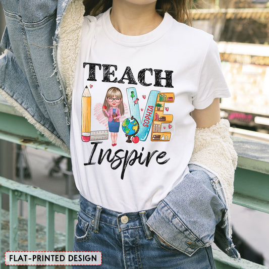 Personalized T-shirt For Teachers Teach Love Inspire