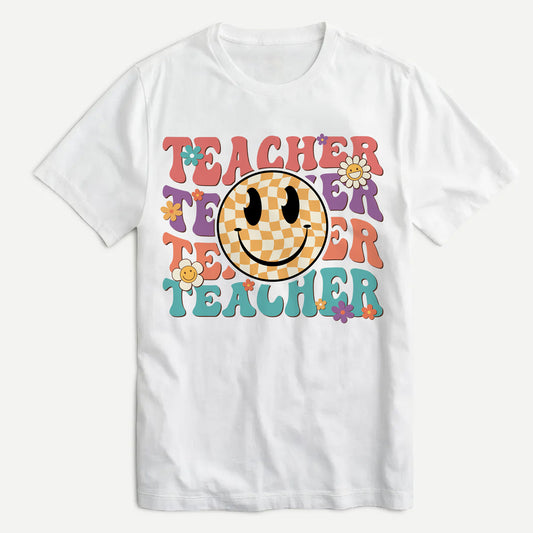 Personalized Teacher T-Shirt Happy Face