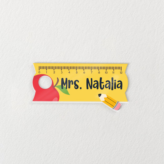 Personalized Teacher Tumbler Name Tag With Ruler Style Shape