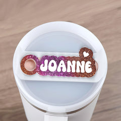 Personalized Tumbler Name Tag With Glitter Border Motifs