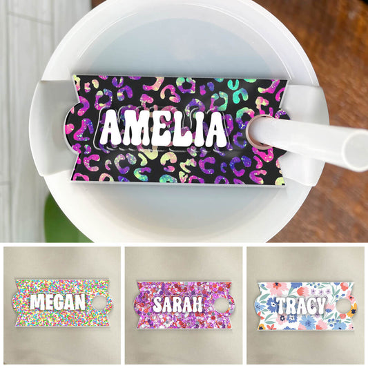 Personalized Tumbler Name Tag With Striking Color Patterns