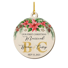 Personalized Wedding Wood Ornament Decorative Monogram Name