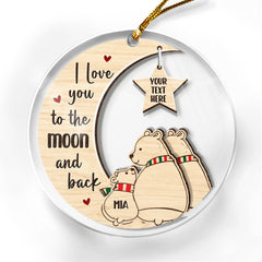 Personalized Polar Bear Family Ornament Acrylic Ornament 2024 for Dad Mom Baby Polar Bear Xmas Ornament Gift Custom Name Parents Kid