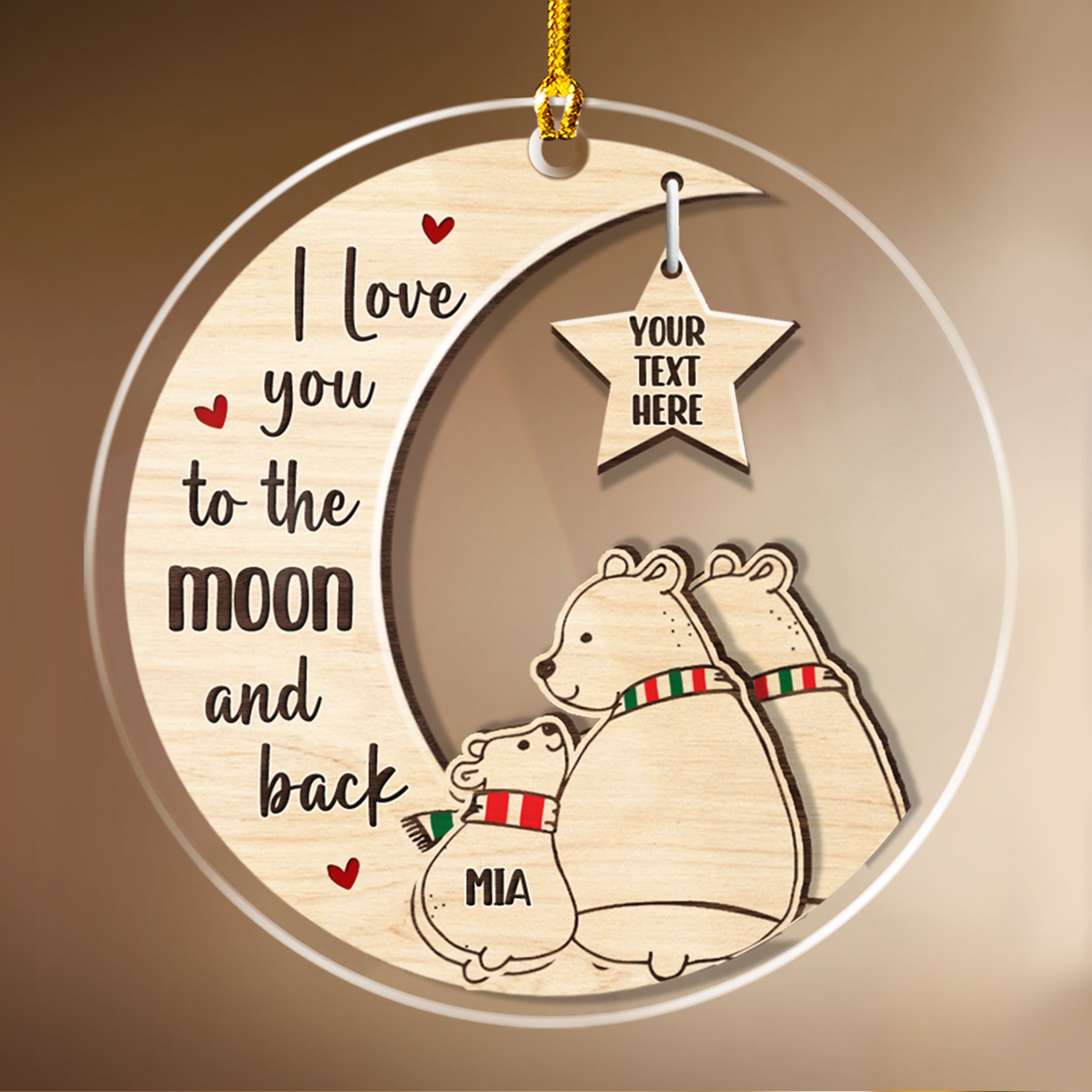 Personalized Polar Bear Family Ornament Acrylic Ornament 2024 for Dad Mom Baby Polar Bear Xmas Ornament Gift Custom Name Parents Kid