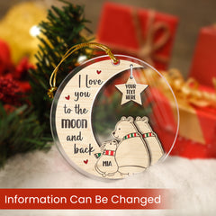 Personalized Polar Bear Family Ornament Acrylic Ornament 2024 for Dad Mom Baby Polar Bear Xmas Ornament Gift Custom Name Parents Kid