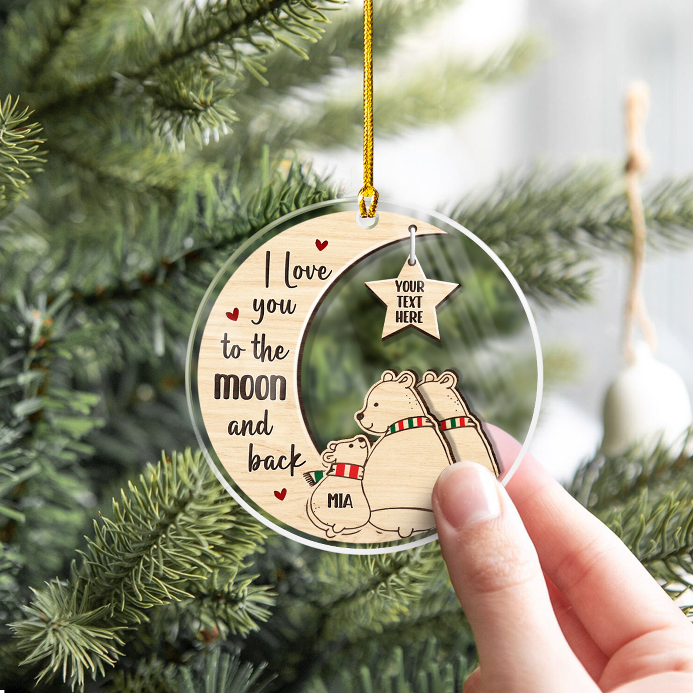 Personalized Polar Bear Family Ornament Acrylic Ornament 2024 for Dad Mom Baby Polar Bear Xmas Ornament Gift Custom Name Parents Kid