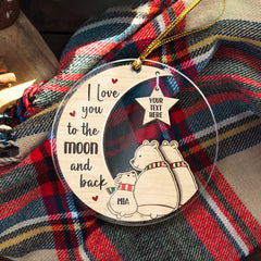 Personalized Polar Bear Family Ornament Acrylic Ornament 2024 for Dad Mom Baby Polar Bear Xmas Ornament Gift Custom Name Parents Kid