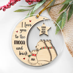 Personalized Polar Bear Family Ornament Acrylic Ornament 2024 for Dad Mom Baby Polar Bear Xmas Ornament Gift Custom Name Parents Kid
