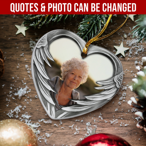 Personalized Memorial Grandma Ornament Custom Photo Ceramic Ornaments 2024 for Grandma Sympathy Gift Loss of Loved One Ornaments Heart Ornaments