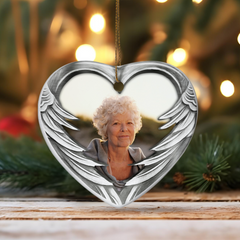 Personalized Memorial Grandma Ornament Custom Photo Ceramic Ornaments 2024 for Grandma Sympathy Gift Loss of Loved One Ornaments Heart Ornaments