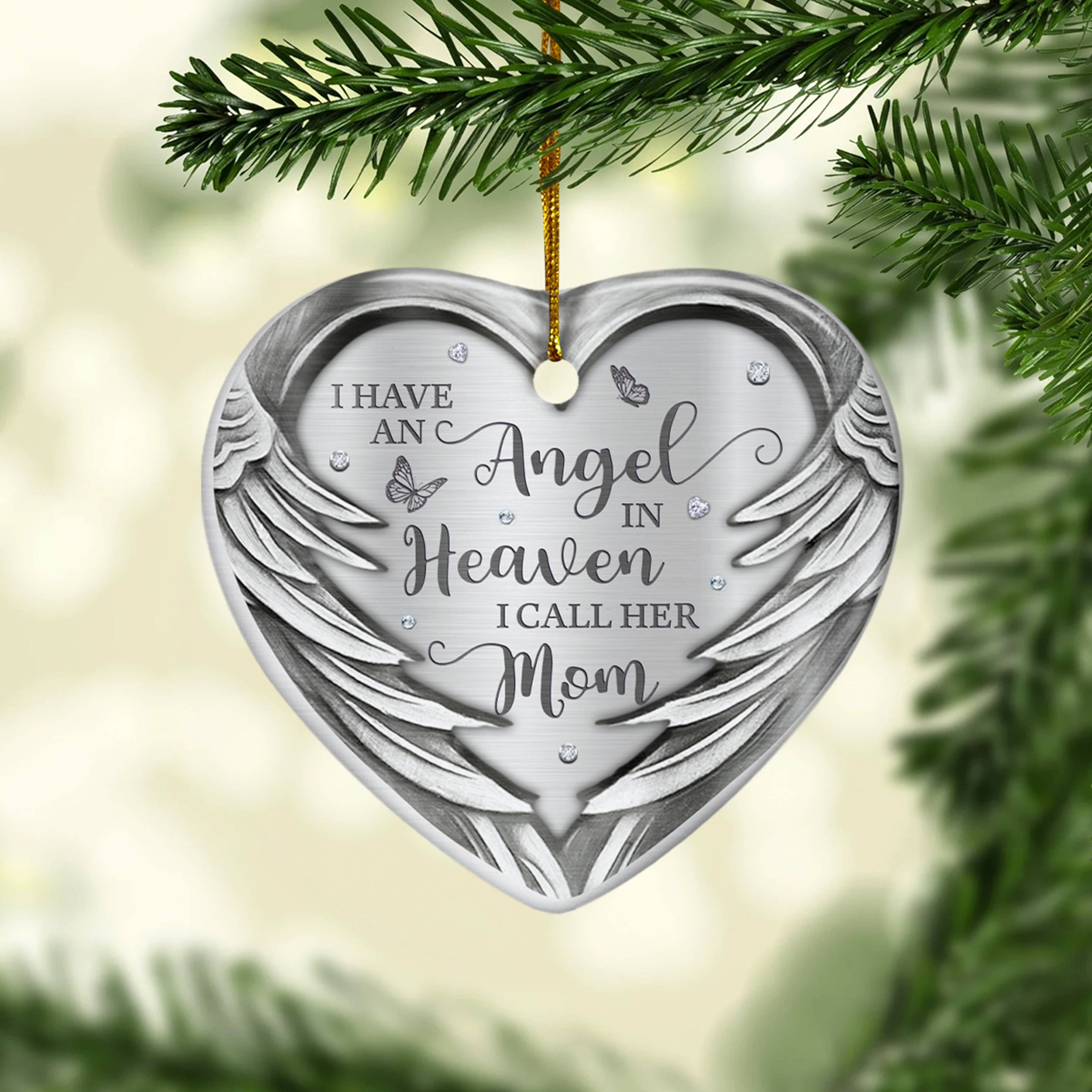 Personalized Memorial Grandma Ornament Custom Photo Ceramic Ornaments 2024 for Grandma Sympathy Gift Loss of Loved One Ornaments Heart Ornaments