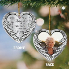 Personalized Memorial Grandma Ornament Custom Photo Ceramic Ornaments 2024 for Grandma Sympathy Gift Loss of Loved One Ornaments Heart Ornaments
