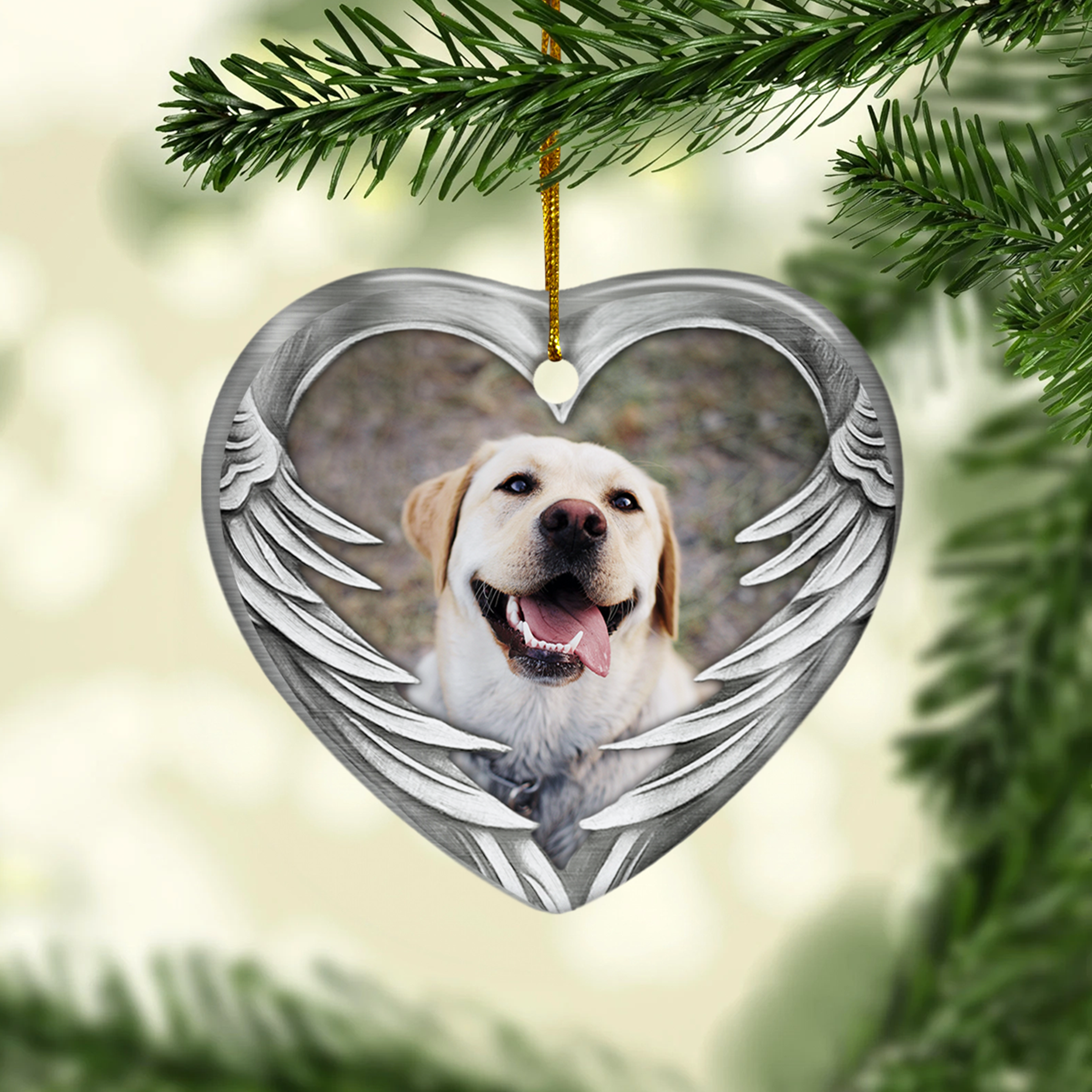 Personalized Dog Memorial Photo Ornament Ceramic Ornaments 2024 for Remembrance Sympathy Gift Dog Memorial Gift Ornament Keepsake Circle Ornaments