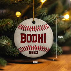 Personalized Baseball Ornament Christmas Custom Name Ceramic Ornaments 2024 for Christmas Tree Gift Baseball Player Decor Custom Xmas Circle Ornaments