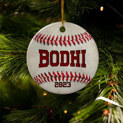 Personalized Baseball Ornament Christmas Custom Name Ceramic Ornaments 2024 for Christmas Tree Gift Baseball Player Decor Custom Xmas Circle Ornaments