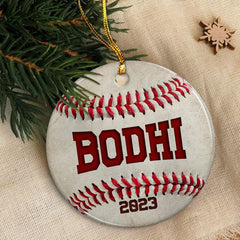 Personalized Baseball Ornament Christmas Custom Name Ceramic Ornaments 2024 for Christmas Tree Gift Baseball Player Decor Custom Xmas Circle Ornaments
