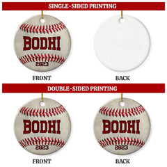 Personalized Baseball Ornament Christmas Custom Name Ceramic Ornaments 2024 for Christmas Tree Gift Baseball Player Decor Custom Xmas Circle Ornaments