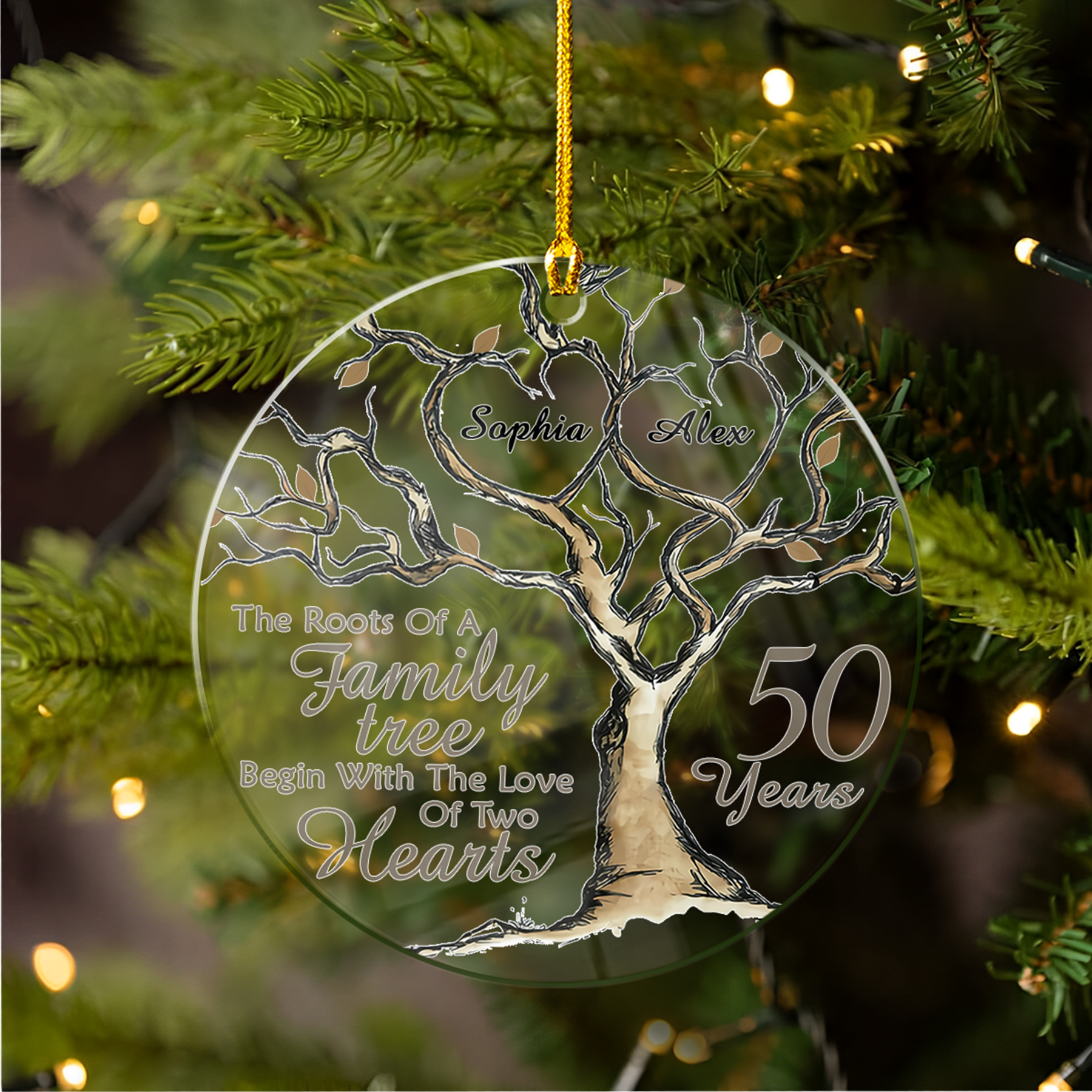 Personalized Anniversary Ornament Married Couple 50th Golden Married Acrylic Ornament 2024 for Xmas Lovers Husband Wife Gift Ideas