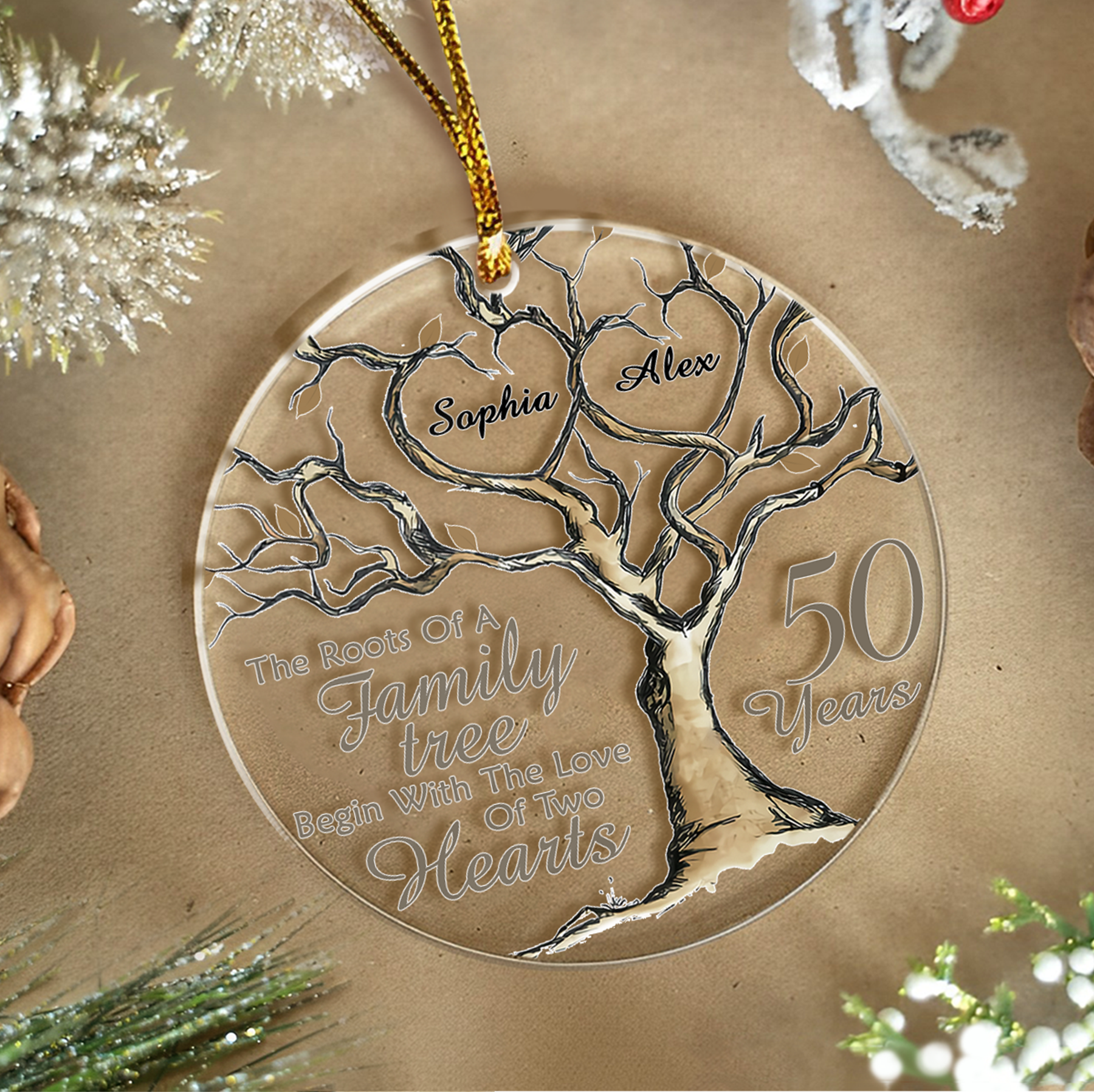Personalized Anniversary Ornament Married Couple 50th Golden Married Acrylic Ornament 2024 for Xmas Lovers Husband Wife Gift Ideas