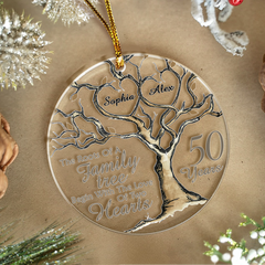 Personalized Anniversary Ornament Married Couple 50th Golden Married Acrylic Ornament 2024 for Xmas Lovers Husband Wife Gift Ideas
