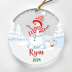 Personalized Snowman Christmas Custom Name Acrylic Ornament 2024 for Family Lovers Christmas Xmas Snowman Ornament Memories