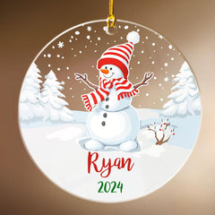 Personalized Snowman Christmas Custom Name Acrylic Ornament 2024 for Family Lovers Christmas Xmas Snowman Ornament Memories