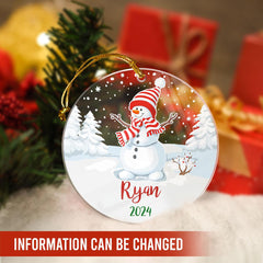 Personalized Snowman Christmas Custom Name Acrylic Ornament 2024 for Family Lovers Christmas Xmas Snowman Ornament Memories