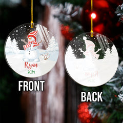 Personalized Snowman Christmas Custom Name Acrylic Ornament 2024 for Family Lovers Christmas Xmas Snowman Ornament Memories