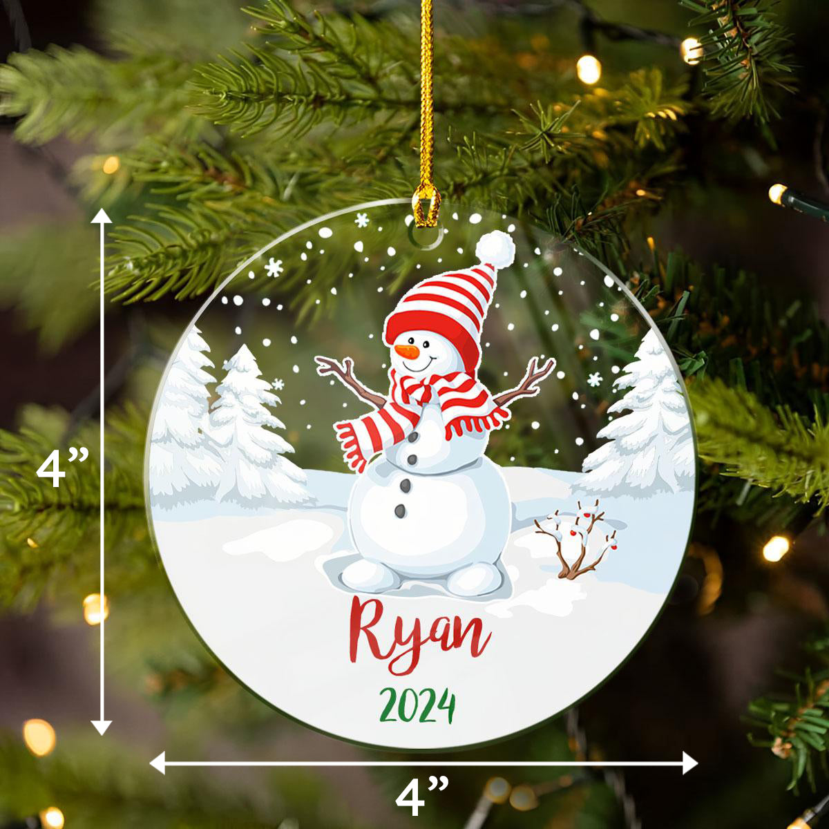 Personalized Snowman Christmas Custom Name Acrylic Ornament 2024 for Family Lovers Christmas Xmas Snowman Ornament Memories