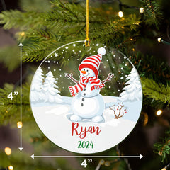 Personalized Snowman Christmas Custom Name Acrylic Ornament 2024 for Family Lovers Christmas Xmas Snowman Ornament Memories