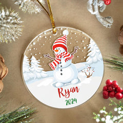 Personalized Snowman Christmas Custom Name Acrylic Ornament 2024 for Family Lovers Christmas Xmas Snowman Ornament Memories