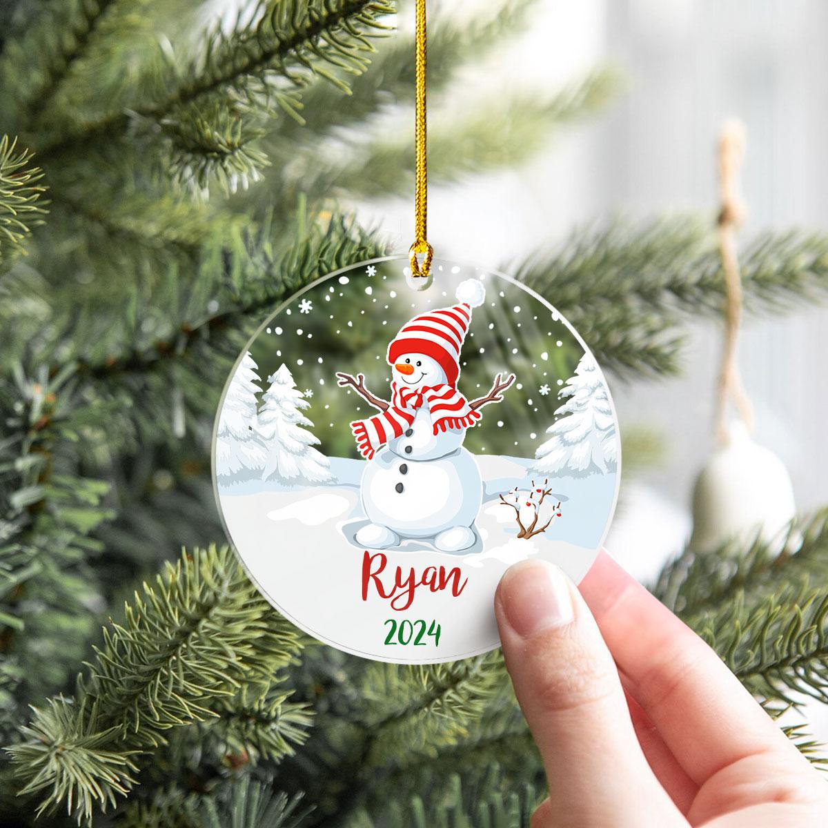 Personalized Snowman Christmas Custom Name Acrylic Ornament 2024 for Family Lovers Christmas Xmas Snowman Ornament Memories